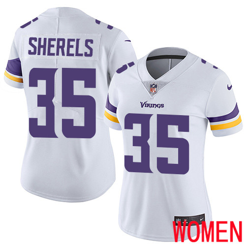 Minnesota Vikings #35 Limited Marcus Sherels White Nike NFL Road Women Jersey Vapor Untouchable->women nfl jersey->Women Jersey